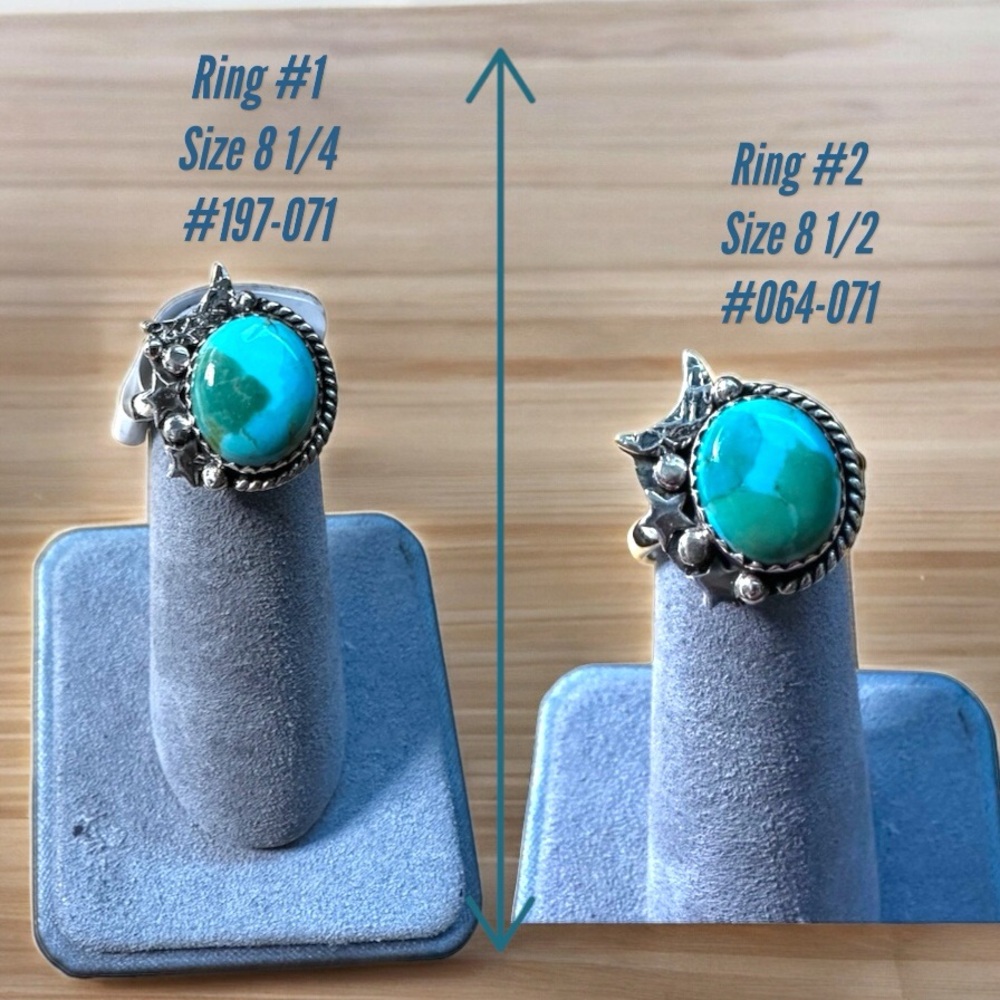 Blue Moon Turquoise Solid Sterling Silver Rings